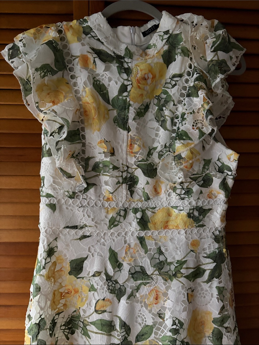 Floral Lace Ruffle Dress in Yellow & Green